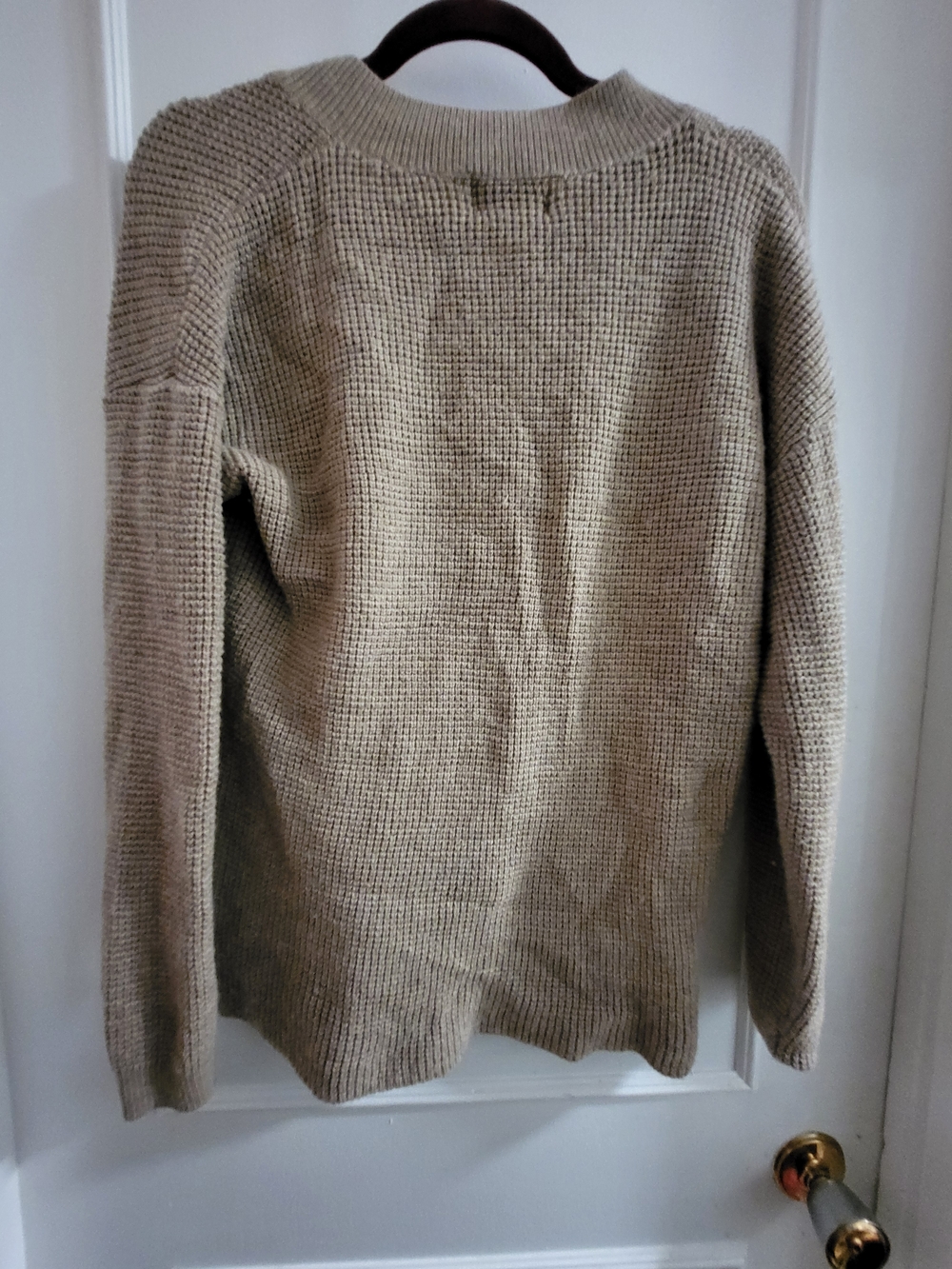 Kersh Waffle Knit V-Neck Sweater Tan Beige Merino Wool Blend Medium - Picture 3 of 5
